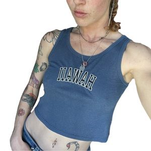 Blue Hawaii cropped tank top